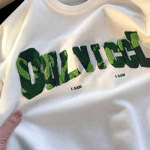 Chenille Embroidered Wholesale Vintage <b>Round</b> <b>Neck</b> <b>T</b>-<b>Shirt</b> <b>White</b> Color Most Demanding Best Selling <b>T</b>-<b>Shirts</b> for Sale - Product Image 4