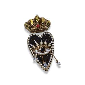 Broches de diamantes de imitación bordados a mano con corazón rojo y ojo, Broches hechos a mano con cuentas de alambre de lingotes, PIN de moda - Product Image 5