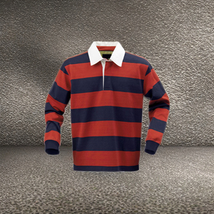 Camiseta de Rugby de algodón pesado Unisex 100% personalizada, ropa deportiva de sublimación personalizada, camisetas de Rugby transpirables de manga larga a rayas cosidas - Product Image 4