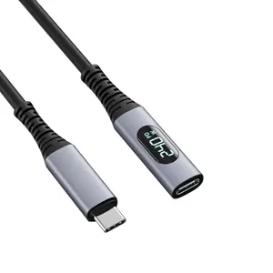 E-SENSE USB 3.1 240W Type-C extension cable with LED Digital display