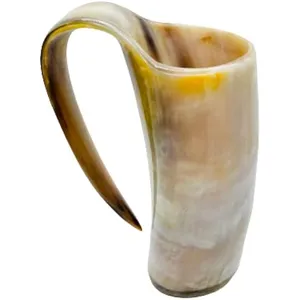 Mug tulang bir Viking tanduk alami Desain terbaru Mug tanduk sapi ukuran besar Bar Mug tanduk minum anggur dengan tampilan marmer