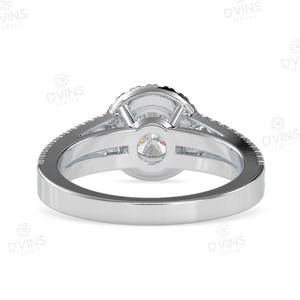 Anillo de compromiso solitario de vástago dividido Halo para mujer, Diamante Natural VVS completo para anillo de disfraz de boda certificado GIA, oro de 18 quilates - Product Image 4