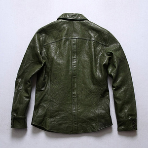 Personnaliser charbon de moutarde véritable peau de mouton col de chemise classique tenue de camionneur décontracté lisse léger robuste rebelle vintage - Product Image 5