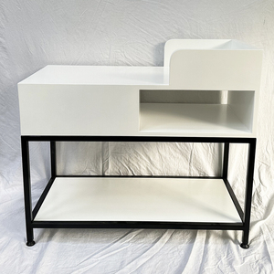 Minimalist Rubber Wood <b>Side</b> <b>Table</b> with Iron Frame Durable Tea <b>Table</b> for Living Room or Entry SST023 <b>Set</b> - Product Image 6