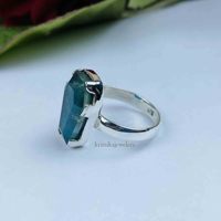 Bague cercueil ovale en argent sterling 925 avec apatite bleue naturelle sertie clos, pour femme, idéale pour mariage, soirée ou comme cadeau, avec onyx