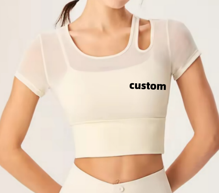 2026Women's Short-Sleeved Yoga T-Shirt Mesh Quick-Drying Fitness Wear Crop Top Tops for Women