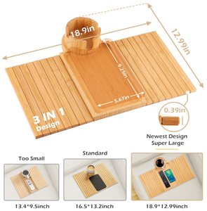 Plateau de bras de <span class=keywords><strong>canapé</strong></span> Organisateur d'<span class=keywords><strong>accoudoir</strong></span> de <span class=keywords><strong>canapé</strong></span> en bambou avec porte-gobelet à 360 ° Plateau de collation antidérapant amovible pour le salon - Product Image 4