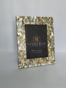 Yellow Mother Pearl Inlay Handmade Wood <b>Photo</b> <b>Frame</b> Mosaic Pattern Luxurious Home Decor Picture Display Radiant <b>Gift</b> Special - Product Image 3