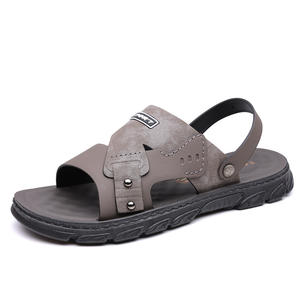 Sandales fermées en cuir véritable pour hommes, respirantes, décontractées, sportives, avec semelle extérieure en caoutchouc antidérapante, chaussures d'été pour hommes - Product Image 3