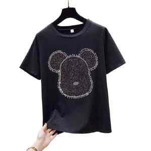 T-shirts sportifs pour femmes, style streetwear, avec strass, paillettes, diamants, respirants, pour l'été, pour les clubs - Product Image 6