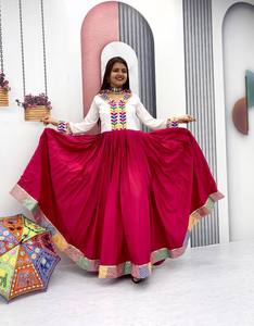 Navratri Special Long Gown With Gamthi work with multi <b>gota</b> patti and kodi lace touch up - Product Image 3