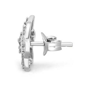 NOVAMART Fine Zarkan Trendy Religious Floral Heart <b>Silver</b> <b>Stud</b> Earrings Rhodium/Gold Plated Copper with Diamond and Pearl for Gi - Product Image 3