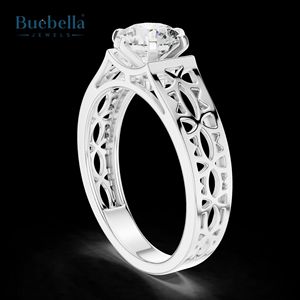 Gran oferta, anillo de compromiso de vástago de diamante solitario de 1 quilate de Plata de Ley 925 Original para mujer - Product Image 4