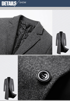 Manteau en laine à col montant et à capuche pour homme, pour l'hiver et le printemps