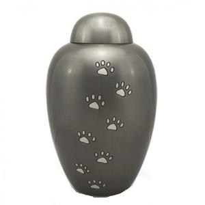 Urnes funéraires en aluminium de haute qualité avec empreinte de patte en étain et urnes funéraires en métal fini de couleur noire pour cendres humaines - Product Image 4