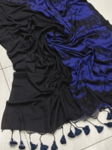 Sari en coton SRIVARI MAL léger et écologique, uni et teint, pour mariage, pour filles, le plus demandé de l'année - Product Image 2