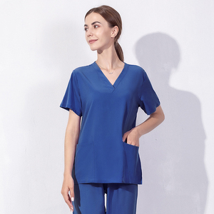 Logo personnalisé classique Scrubs Uniformes Ensembles Anti-Rides Beauté Uniforme Médical Col en V Tops Scrub Suit Nursing Scrubs for Women - Product Image 3