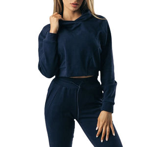 Custom Made <b>Lady</b> Crop Top Hoodies Women <b>Long</b> Sleeve Pullover Crop Top Hoodie Breathable Cheap Price women's hoodies - Product Image 1