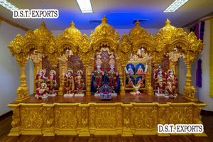 Temple religieux traditionnel en bois de Sagwan, détachable, fait à la main, salle de prière, mandir, finition dorée, unité en bois de teck personnalisée - Product Image 6