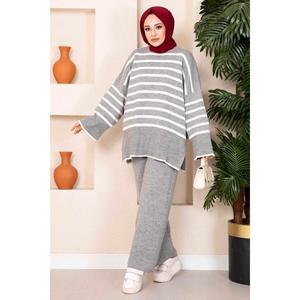 Ensemble Tricot Hijab Oversize Gris - Product Image 1