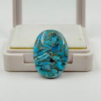 Haute qualité 25.25Ct naturel bleu cuivre Turquoise pierre précieuse en vrac personnalisable forme ovale 30X21X4MM lisse excellente valeur!