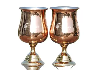 现代设计的铜仿古酒杯，用于葡萄酒和其他饮料制造商和印度出口商，价格低廉