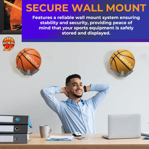 Support mural universel pour ballon de haute qualité en polypropylène multicolore, support d'affichage pour ballon de basket, football, ballon de main - Product Image 4