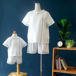 Wholesale Silk Cotton Spandex White Baby Pajamas Newborn Baby Home Clothes Boy Girl Short Sleeve Baby Cloth 2 Pieces Set