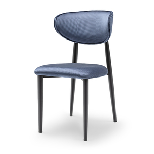 Ensemble de table à manger rectangulaire minimaliste moderne noir avec chaises rembourrées bleues cadre en métal pour la maison café hôtel application - Product Image 6