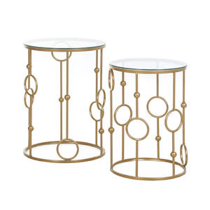 Table d'appoint élégante or pierre blanche de haute qualité pour salle à manger meubles de salon en forme ronde or utilisé salon - Product Image 6