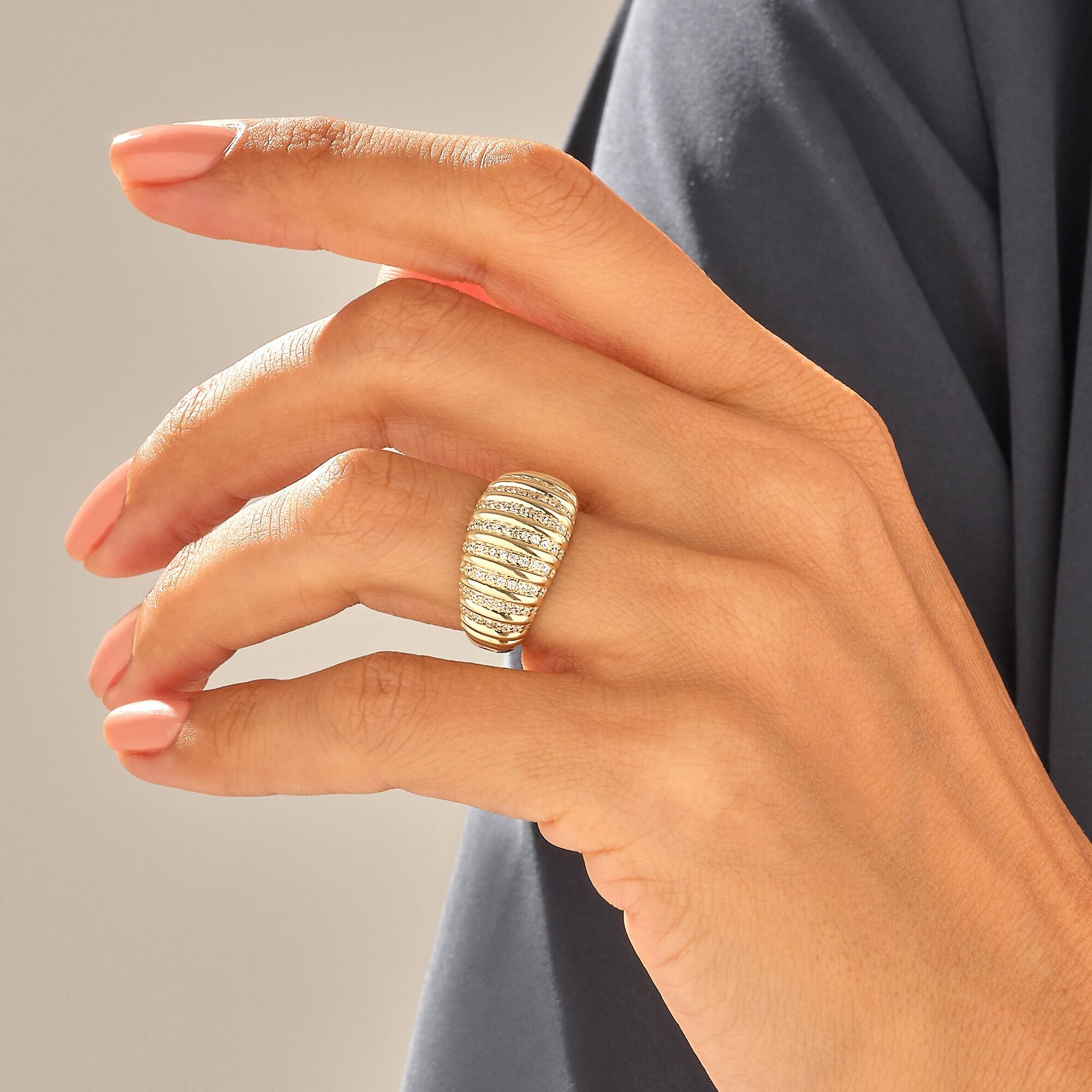 Unisex Fine Jewelry Gold Ring with 68 Diamonds Gemstones