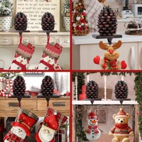 Rustique Chic métal support de bas de noël support d'arbre pour cheminée cheminée organisateur d'affichage de vacances de fête