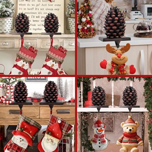 Rustic Chic Metal <b>Christmas</b> Stocking Holder <b>Tree</b> <b>Stand</b> for Fireplace Mantel Festive Holiday Display Organizer - Product Image 5