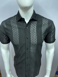 Chemise d'été élégante transparente et décontractée pour hommes, tissu tricoté doux et respirant, 100% coton, séchage rapide, anti-rides, service OEM - Product Image 5