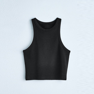 Women Ribbed <b>Racer</b> Crop <b>Top</b> – Spring Summer Cropped Casual Plus Size Fashion <b>Top</b> - Product Image 3