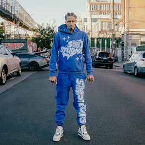 Custom Track Pants Jogging Suit <b>Skeleton</b> Cotton Men Hoodie Set Puff Print Hoody Two Piece Sportswear Sweatpants and Hoodie Set - Product Image 1