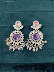 Latest Vintage Indian Ethnic Style Traditional Statement <b>Earrings</b> <b>Long</b> Diamond Jewelry <b>Earrings</b> - Product Image 3