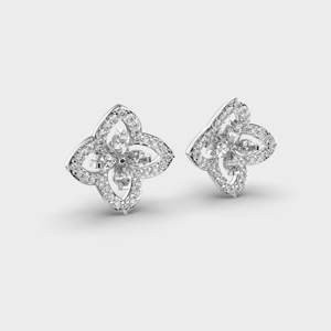 Boucles d'oreilles en diamant de laboratoire de coupe ronde de style vintage en or massif 14 carats boucles d'oreilles de fiançailles de mariage 1 + 1 diamant CTW - Product Image 4