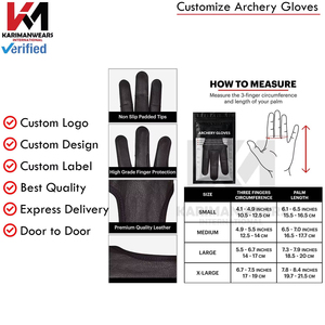 Gant de protection en cuir véritable pour tir à l'arc, antidérapant, pour jeunes et adultes, pour arc recurve traditionnel, trois doigts - Product Image 6