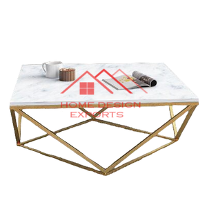 Table basse à pieds croisés, base en métal, plateau en marbre noir, décoration de maison moderne et luxueuse, table basse en verre - Product Image 3