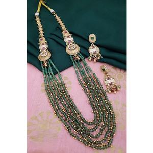 สร้อยคอประดับหินสีทองคุณภาพดีพร้อมต่างหูสำหรับงานหมั้นหรืองานแต่งงานสำหรับผู้หญิง - Product Image 1