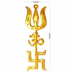 HOME GENIE Tri Shakti Trishool Brass Trishul, Om et Swastik Symbole pour Home Temple, Vastu et Protection Spirituelle - Product Image 2