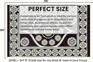 Alfombra de chenilla de 5x7 pies | Alfombra de terciopelo suave para sala de estar, salón y Dormitorio | Alfombra de suelo para el hogar | Designer Dari for Floor - Product Image 6