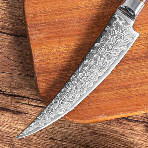 2023 Premium Nouveaux produits de cuisine Couteau damas de haute qualité avec lame martelée de 6 pouces et manche en bois solidifié - Product Image 2