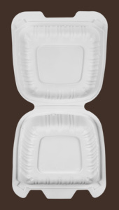 <b>Disposable</b> microwave safe white <b>containers</b> 6 in <b>food</b> clamshell MFPP - Product Image 2