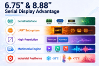 Module d'affichage série UART 6,75''/8,88'' |   Interface RS485 RS232 5V TTL |    Panneau HMI pour l'électronique industrielle et grand public