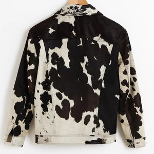 Nouvelle arrivée, veste en cuir de vache, style motard, marron et blanc, poils de vache sur cuir, style camionneur, veste en cuir pour homme - Product Image 3