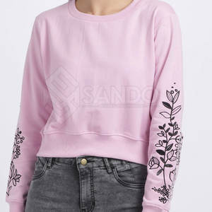 Diseño personalizado uso al aire libre mujeres Crop Top sudadera Color sólido cómodo mujeres Crop Top sudadera - Product Image 1