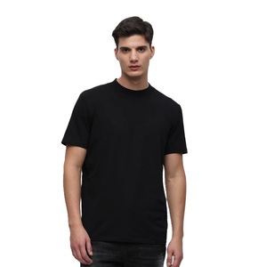 เสื้อยืดคอกลมสำหรับผู้ชายผ้าคอตตอนโพลีเอสเตอร์สีดำแขนสั้นดีไซน์ว่างเปล่าลำลองฤดูร้อน - Product Image 2