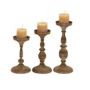 Portavelas de Madera Maciza para Velas de Pilar con Acabado Artesanal de Primera Calidad, Edición Navideña Ecológica, Forma Elegante - Product Image 1